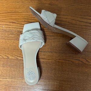 Vince Camuto Cream Woven Slide Sandals